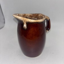 Hull Pottery Mirror Brown Drip Glaze Creamer Small Pitcher Vintage USA MCM picture