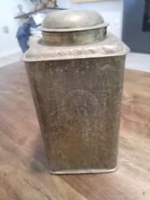 Vintage Asian Pewter Embossed  Caddy Tin With Lid 9.5