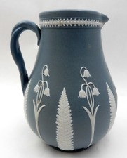 ANTIQUE 1840 ACANTHUS & LILY OF THE VALLEY BLUE DUDSON POTTERY PITCHER ~ ENGLAND picture