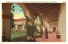 DB Postcard CA F019 Mission San Juan Capistrano Founded 1776 Arches Patio picture