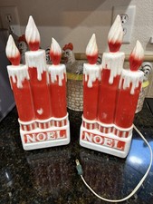 Vintage Pair DAPOL INDUSTRIES Lighted 3-Candle Tabletop Blow Molds USA- 13