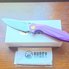 Kubey Nova 14C28N Drop Point Plain Manual Frame Lock Ti Clip Purple picture