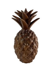 Vintage Hand Carved Wooden Pineapple Figurine Tropical Folk Art Decor 7”  picture