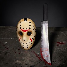 Jason Voorhees Mask + Knife 2 Pcs Set - Halloween Scary Horror Cosplay Costume picture