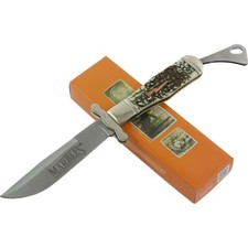 Marbles Imitation Stag Handles Safety Folder Pocket Knife MR416 Drop Point Blade picture