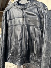 Harley Davidson Durland Distressed Leather Riding Jacket 97182-14VM - VGC LARGE picture