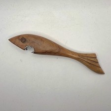 Vintage Oliv Art Wooden Shark Bottle Opener Stamped Made In Spain  picture