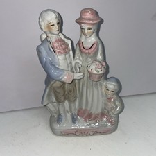 Vintage Porcelain Figurines Pair Victorian Colonial Couple W/ Child Family picture