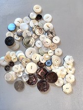 VTG  Antique Buttons MOP Pearl Carved Shell  Multi Size Lot of 85/ craft/reuse picture