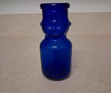 Cobalt Blue Glass 3-D Baby Face 5.5