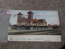 PAAV Train or Station Postcard Railroad RR GRAND TRUNK DEPOT BATTLE CREEK MICH picture