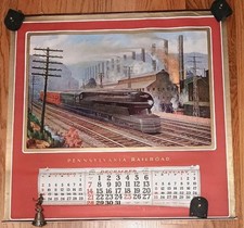 Vintage 1941 Pennsylvania Railroad PRR Wall Calendar The Steel King Grif Teller picture