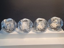 Kosta Boda Snowball Candle Holder Swedish Art Glass Set of 4 picture