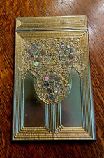 Antique Tiffany Studios New York  Abalone Early Gold Dore Note Pad w/ Oak Base picture