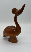 Vintage Hand-Carved Solid Wood Water Bird Carving Figurine No Brand picture