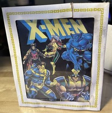 Vtg 90s X-Men CARNIVAL Fair Prize GLASS Picture Marvel Superheroes 12