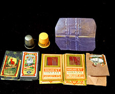 Vintage Antique Sewing Lot Needles Packets Thimbles Queen Victoria Gold Eye Kit picture