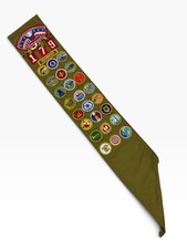 Vintage BSA Boy Scout Merit Badge Sash Heart of America Council Troop 179 Pins picture
