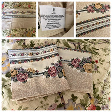 VTG 90's JESSICA MCCLINTOCK BEIGE W/ FLORAL BORDER  PILLOWCASE SET SZ KING picture