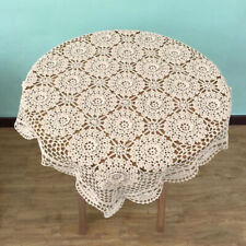 Vintage Hand Crochet Lace Tablecloth Square Table Cloth Topper Flower Doily 23