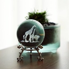HDCRYSTALGIFTS 60mm 3D Laser Engraved Mom and Baby Giraffes Crystal Ball Paperwe picture