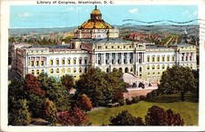 Library Congress Washington DC WB Postcard PM Cancel WOB Note VTG Reynolds 2c picture