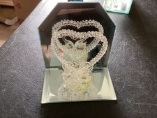 Mirrored Spun Glass Heart with Swans Figurine Piece picture