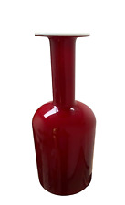Holmegaard Kastrup Red Cased Glass Gulvase, Bottle, Table Vase, Otto Brauer 14” picture