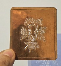 Antique Copper Monogram Stencil Letter D – Ornate Alphabet Plate c.1880–1920 D4 picture