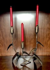 Impressive Pair Cast Metal Calla Lily Candle Holders /b  picture