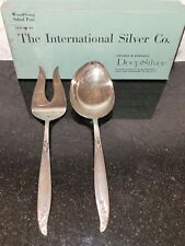 1958 WOODSONG Holmes & Edwards Deep Silver Salad Pair Spoon/fork • Original Box picture