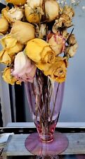 Vintage Iridescent Pink Glass Large Footed Vase picture