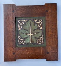 Vintage Mission Arts & Crafts Art Nouveau Design Tile In Oak Frame picture