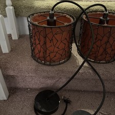 3 Awesome Mid Century BRUTALIST SWAG LIGHTS Lined With Copper Material picture