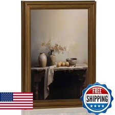 Ocisqe Gold Framed Vintage Kitchen Canvas Art Country Still Life Jars 12x16in picture
