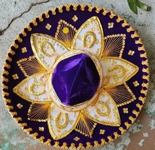 VINTAGE PIGALLE SOMBRERO CHARRO MARIACHI PURPLE WHITE XXXXXXX picture