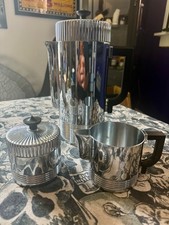 CHASE Chrome Continental Line Coffee Pot Serving Set 1930s Von Nessen picture