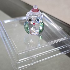 Swarovski Crystal Owl Figurine w/ Santa Hat Christmas Seasonal Decor Boxed picture