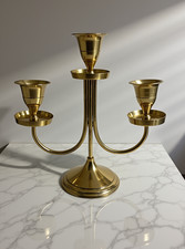 Elegant Brass Candle Holder, Three Arm Candelabra, Elegant Wedding Centrepiece picture