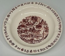 Vtg Vernon Kilns Texas Lone Star State Maroon Ashtray Cattle Brands 5.75
