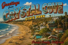 Greetings From Crystal Cove State Park Orange County CA MODERN Postcard C747 picture
