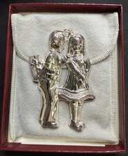 VTG Gorham Silverplate Christmas Ornament Children Boy & Girl YC 553 picture