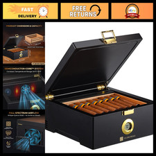 Electric Thermostatic Cigar Humidor Box, 20-30 Cigars, Spanish Cedar, Dual Power picture