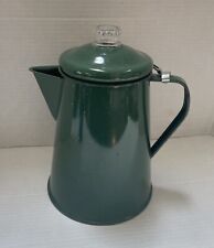 Outdoor Camping Home Enamelware Percolator Coffee Pot 10 Cup Green Speckled picture
