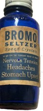 Vintage Bromo Seltzer Cobalt Blue Bottle screw top collectible picture