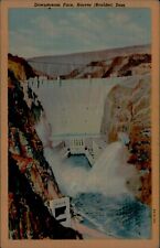 Postcard Downstream Face Hoover Boulder Dam Nevada NV Posted 1953 picture