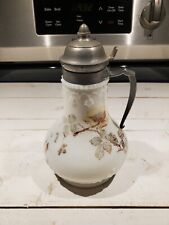 Antique Wavecrest Milk Glass Syrup Dispenser 7.5