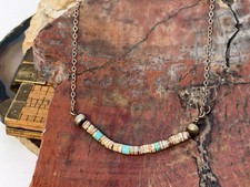 Vintage Delicate Sterling Heshi Turquoise bead 12.5
