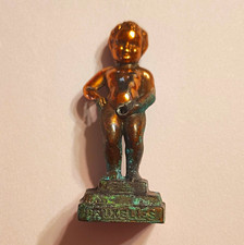 Vintage Bronze Manneken Pis Souvenir Figurine Bruxelles Belgium Little Peeing Bo picture
