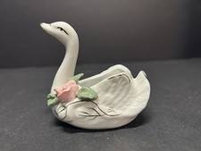 Swan Trinket Dish w/Pink Raised Flower picture